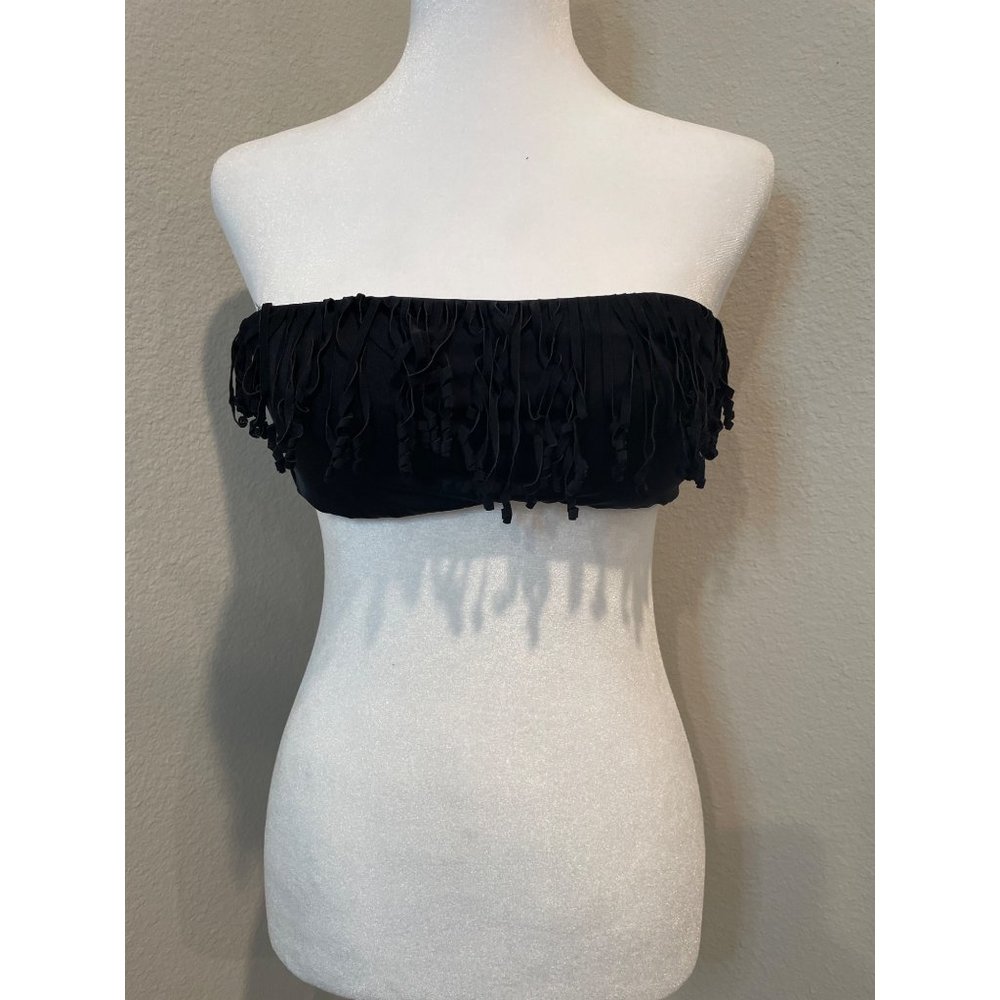 Victoria's Secret Black Fringe Bandeau Swim Top